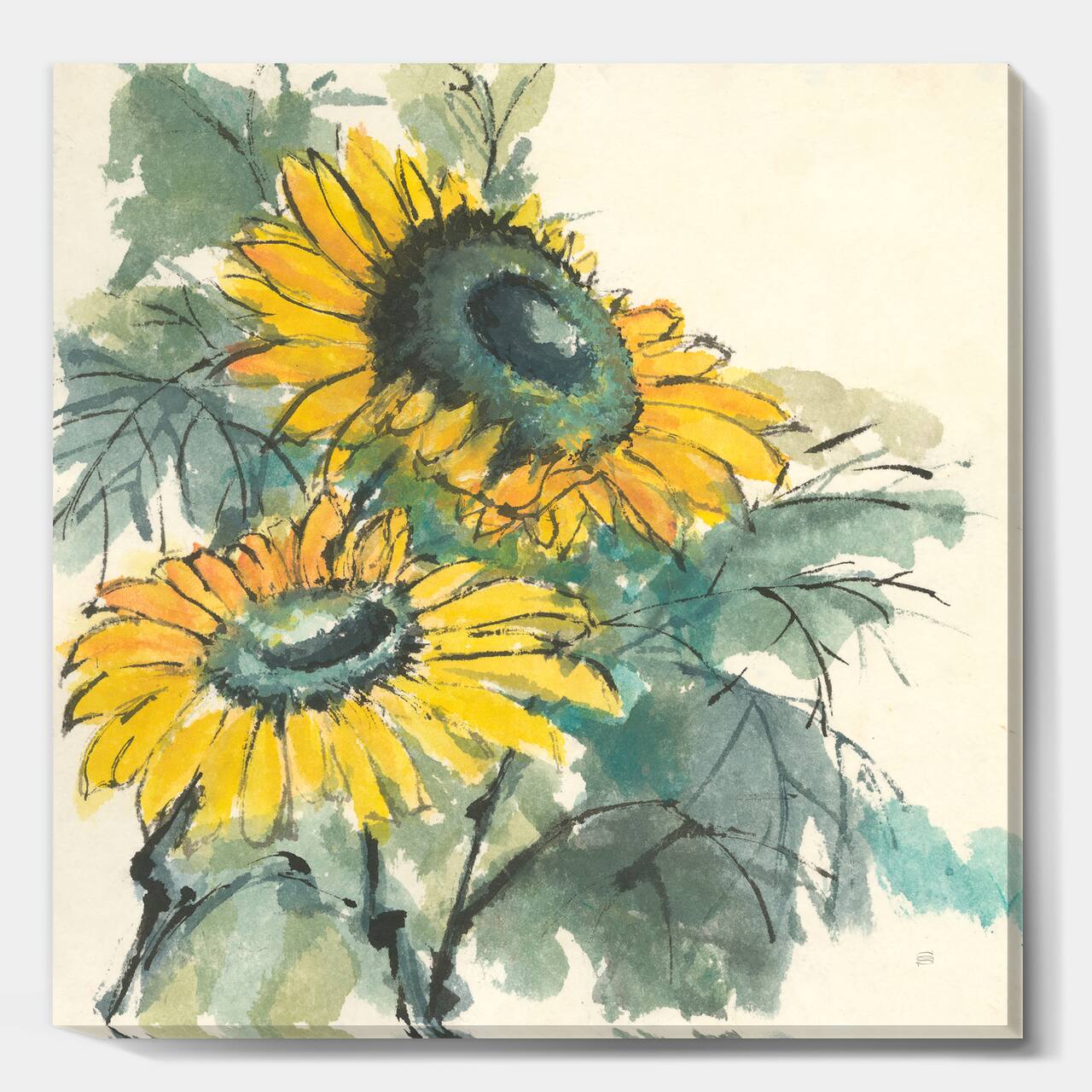 Designart - Tradionnal Sunflower I - Cabin & Lodge Gallery-wrapped Canvas